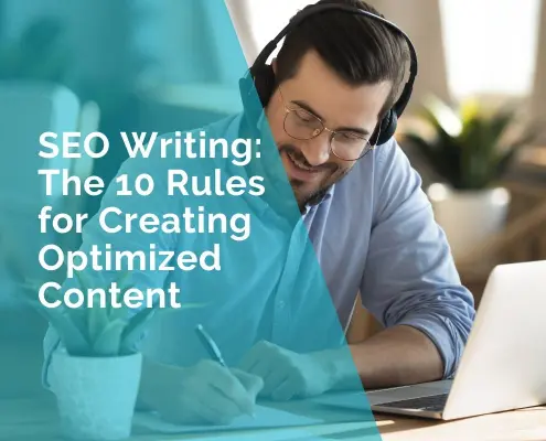 Business owner writing SEO optimised content for his website